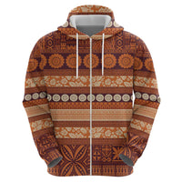 Fiji Marau na Kerisimasi Zip Hoodie Gold Tapa Masi Inspired Christmas - Polynesian Pride