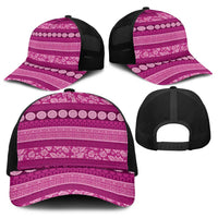 Fiji Marau na Kerisimasi Baseball Net Cap Pink Tapa Masi Inspired Christmas LT9 - Polynesian Pride