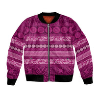 Fiji Marau na Kerisimasi Bomber Jacket Pink Tapa Masi Inspired Christmas LT9 Unisex Pink - Polynesian Pride