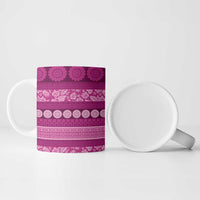 Fiji Marau na Kerisimasi Ceramic Mug Pink Tapa Masi Inspired Christmas - Polynesian Pride