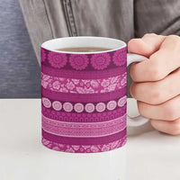 Fiji Marau na Kerisimasi Ceramic Mug Pink Tapa Masi Inspired Christmas - Polynesian Pride