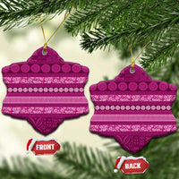 Fiji Marau na Kerisimasi Ceramic Ornament Pink Tapa Masi Inspired Christmas - Polynesian Pride