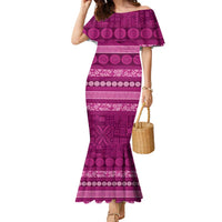 Fiji Marau na Kerisimasi Family Matching Mermaid Dress and Hawaiian Shirt Pink Tapa Masi Inspired Christmas - Polynesian Pride