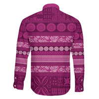 Fiji Marau na Kerisimasi Family Matching Off The Shoulder Long Sleeve Dress and Hawaiian Shirt Pink Tapa Masi Inspired Christmas - Polynesian Pride