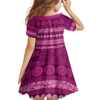 Fiji Marau na Kerisimasi Family Matching Off Shoulder Maxi Dress and Hawaiian Shirt Pink Tapa Masi Inspired Christmas - Polynesian Pride
