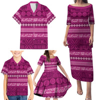 Fiji Marau na Kerisimasi Family Matching Puletasi and Hawaiian Shirt Pink Tapa Masi Inspired Christmas - Polynesian Pride