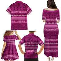 Fiji Marau na Kerisimasi Family Matching Puletasi and Hawaiian Shirt Pink Tapa Masi Inspired Christmas - Polynesian Pride