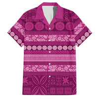 Fiji Marau na Kerisimasi Family Matching Puletasi and Hawaiian Shirt Pink Tapa Masi Inspired Christmas - Polynesian Pride