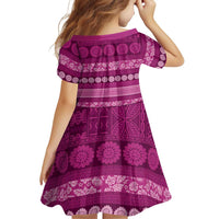 Fiji Marau na Kerisimasi Family Matching Tank Maxi Dress and Hawaiian Shirt Pink Tapa Masi Inspired Christmas - Polynesian Pride
