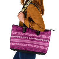 Fiji Marau na Kerisimasi Leather Tote Bag Pink Tapa Masi Inspired Christmas LT9 Pink - Polynesian Pride