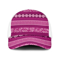 Fiji Marau na Kerisimasi Mesh Trucker Cap Pink Tapa Masi Inspired Christmas LT9 One Size White Pink - Polynesian Pride