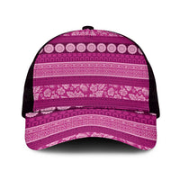 Fiji Marau na Kerisimasi Mesh Trucker Cap Pink Tapa Masi Inspired Christmas LT9 One Size Black Pink - Polynesian Pride