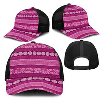 Fiji Marau na Kerisimasi Mesh Trucker Cap Pink Tapa Masi Inspired Christmas LT9 - Polynesian Pride