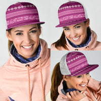 Fiji Marau na Kerisimasi Mesh Trucker Cap Pink Tapa Masi Inspired Christmas LT9 - Polynesian Pride