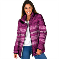 Fiji Marau na Kerisimasi Padded Jacket Pink Tapa Masi Inspired Christmas LT9 Women Pink - Polynesian Pride