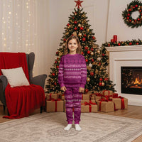 Fiji Marau na Kerisimasi Christmas Pajama Set Pink Tapa Masi Inspired Christmas LT9 Kid Pink - Polynesian Pride