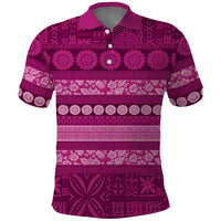 Fiji Marau na Kerisimasi Polo Shirt Pink Tapa Masi Inspired Christmas LT9 Pink - Polynesian Pride