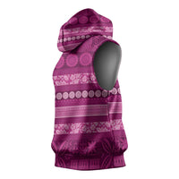 Fiji Marau na Kerisimasi Sleeveless Hoodie Pink Tapa Masi Inspired Christmas - Polynesian Pride