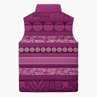 Fiji Marau na Kerisimasi Sleeveless Puffer Jacket Pink Tapa Masi Inspired Christmas LT9 - Polynesian Pride