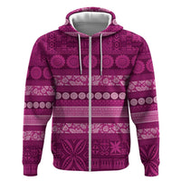 Fiji Marau na Kerisimasi Zip Hoodie Pink Tapa Masi Inspired Christmas LT9 Zip Hoodie Pink - Polynesian Pride
