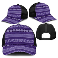 Fiji Marau na Kerisimasi Baseball Net Cap Purple Tapa Masi Inspired Christmas - Polynesian Pride