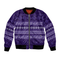 Fiji Marau na Kerisimasi Bomber Jacket Purple Tapa Masi Inspired Christmas LT9 Unisex Purple - Polynesian Pride