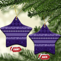 Fiji Marau na Kerisimasi Ceramic Ornament Purple Tapa Masi Inspired Christmas - Polynesian Pride