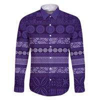 Fiji Marau na Kerisimasi Family Matching Long Sleeve Bodycon Dress and Hawaiian Shirt Purple Tapa Masi Inspired Christmas - Polynesian Pride