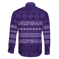 Fiji Marau na Kerisimasi Family Matching Long Sleeve Bodycon Dress and Hawaiian Shirt Purple Tapa Masi Inspired Christmas - Polynesian Pride