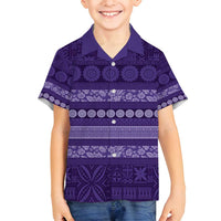 Fiji Marau na Kerisimasi Family Matching Long Sleeve Bodycon Dress and Hawaiian Shirt Purple Tapa Masi Inspired Christmas - Polynesian Pride