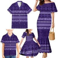 Fiji Marau na Kerisimasi Family Matching Mermaid Dress and Hawaiian Shirt Purple Tapa Masi Inspired Christmas - Polynesian Pride