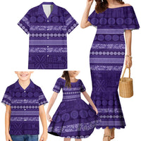 Fiji Marau na Kerisimasi Family Matching Mermaid Dress and Hawaiian Shirt Purple Tapa Masi Inspired Christmas - Polynesian Pride