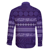 Fiji Marau na Kerisimasi Family Matching Off The Shoulder Long Sleeve Dress and Hawaiian Shirt Purple Tapa Masi Inspired Christmas - Polynesian Pride