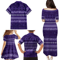 Fiji Marau na Kerisimasi Family Matching Puletasi and Hawaiian Shirt Purple Tapa Masi Inspired Christmas - Polynesian Pride