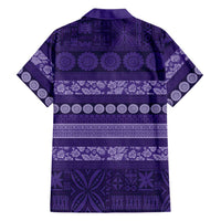 Fiji Marau na Kerisimasi Family Matching Short Sleeve Bodycon Dress and Hawaiian Shirt Purple Tapa Masi Inspired Christmas - Polynesian Pride