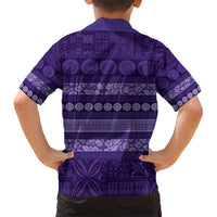 Fiji Marau na Kerisimasi Hawaiian Shirt Purple Tapa Masi Inspired Christmas - Polynesian Pride
