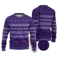 Fiji Marau na Kerisimasi Ugly Christmas Sweater Purple Tapa Masi Inspired Christmas - Polynesian Pride