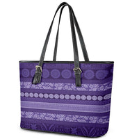 Fiji Marau na Kerisimasi Leather Tote Bag Purple Tapa Masi Inspired Christmas LT9 - Polynesian Pride