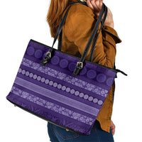 Fiji Marau na Kerisimasi Leather Tote Bag Purple Tapa Masi Inspired Christmas LT9 - Polynesian Pride