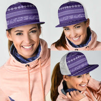 Fiji Marau na Kerisimasi Mesh Trucker Cap Purple Tapa Masi Inspired Christmas LT9 - Polynesian Pride
