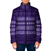 Fiji Marau na Kerisimasi Padded Jacket Purple Tapa Masi Inspired Christmas LT9 Men Purple - Polynesian Pride