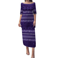 Fiji Marau na Kerisimasi Puletasi Purple Tapa Masi Inspired Christmas LT9 Long Dress Purple - Polynesian Pride