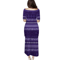 Fiji Marau na Kerisimasi Puletasi Purple Tapa Masi Inspired Christmas LT9 - Polynesian Pride