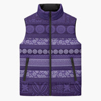 Fiji Marau na Kerisimasi Sleeveless Puffer Jacket Purple Tapa Masi Inspired Christmas LT9 Unisex Purple - Polynesian Pride