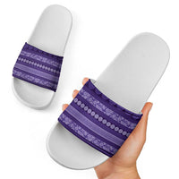 Fiji Marau na Kerisimasi Slide Sandals Purple Tapa Masi Inspired Christmas - Polynesian Pride