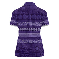 Fiji Marau na Kerisimasi Women Polo Shirt Purple Tapa Masi Inspired Christmas - Polynesian Pride