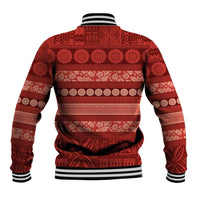 Fiji Marau na Kerisimasi Baseball Jacket Red Tapa Masi Inspired Christmas LT9 - Polynesian Pride