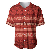 Fiji Marau na Kerisimasi Baseball Jersey Red Tapa Masi Inspired Christmas LT9 Red - Polynesian Pride