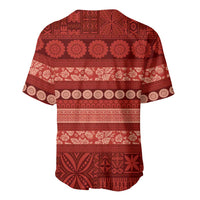 Fiji Marau na Kerisimasi Baseball Jersey Red Tapa Masi Inspired Christmas LT9 - Polynesian Pride