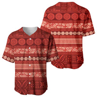 Fiji Marau na Kerisimasi Baseball Jersey Red Tapa Masi Inspired Christmas LT9 - Polynesian Pride